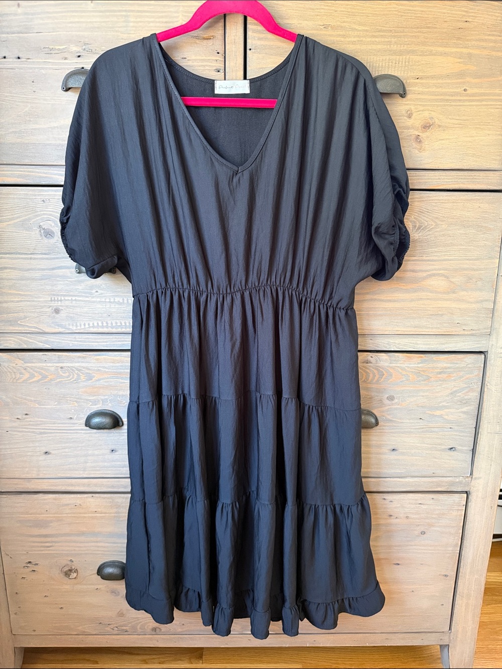 Perfect Peach black tiered dress sz M